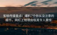 蜜桃传媒盘点：爆料7个你从没注意的细节，网红上榜理由极其令人震惊