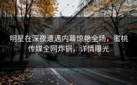 明星在深夜遭遇内幕惊艳全场，蜜桃传媒全网炸锅，详情曝光