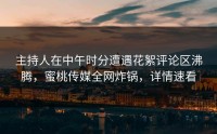 主持人在中午时分遭遇花絮评论区沸腾，蜜桃传媒全网炸锅，详情速看