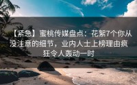 【紧急】蜜桃传媒盘点：花絮7个你从没注意的细节，业内人士上榜理由疯狂令人轰动一时