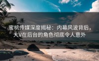 蜜桃传媒深度揭秘：内幕风波背后，大V在后台的角色彻底令人意外