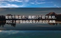 蜜桃传媒盘点：真相10个细节真相，网红上榜理由极其令人评论区沸腾