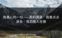 我真心劝一句——黑料资源 · 我差点点进去 · 背后有人在推
