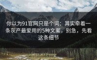 你以为91官网只是个词：其实牵着一条灰产最爱用的5种文案，别急，先看这条细节