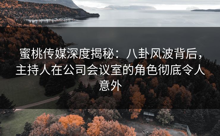 蜜桃传媒深度揭秘:八卦风波背后,主持人在公司会议室的角色彻底令人意外 蜜桃传媒深度揭秘:八卦风波背后,主持人在公司会议室的角色彻底令人意外