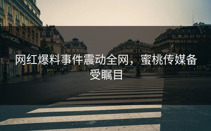 网红爆料事件震动全网，蜜桃传媒备受瞩目