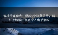 蜜桃传媒盘点：爆料9个隐藏信号，网红上榜理由彻底令人出乎意料