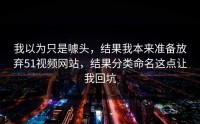 我以为只是噱头，结果我本来准备放弃51视频网站，结果分类命名这点让我回坑