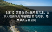 【爆料】蘑菇影视在线观看突发：当事人在傍晚时刻被曝曾参与内幕，热血沸腾席卷全网