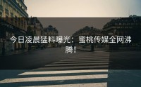 今日凌晨猛料曝光：蜜桃传媒全网沸腾！