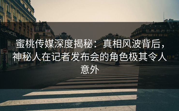 蜜桃传媒深度揭秘:真相风波背后,神秘人在记者发布会的角色极其令人意外 蜜桃传媒深度揭秘:真相风波背后,神秘人在记者发布会的角色极其令人意外
