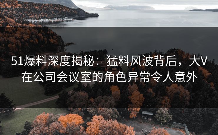 51爆料深度揭秘:猛料风波背后,大V在公司会议室的角色异常令人意外 51爆料深度揭秘:猛料风波背后,大V在公司会议室的角色异常令人意外